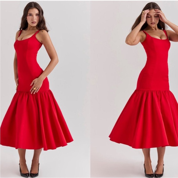 House of CB Dresses & Skirts - HOUSE OF‎ CB 'Amore' Scarlet Dropped Waist Midi Dress NWOT size S